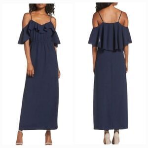 NEW Ali & Jay Love Story Cold Shoulder Maxi Dress In Navy Blue Size Large
